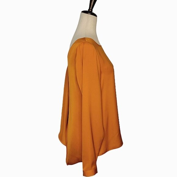 The Limited Burnt Orange Boatneck Split Back Long Sleeve Silky Blouse Size S - Picture 3 of 9